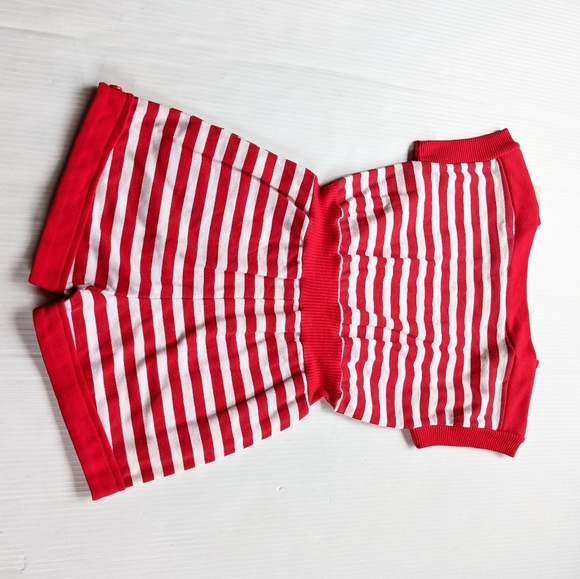 VINTAGE girls red striped nautical romper overalls - Picture 6 of 6